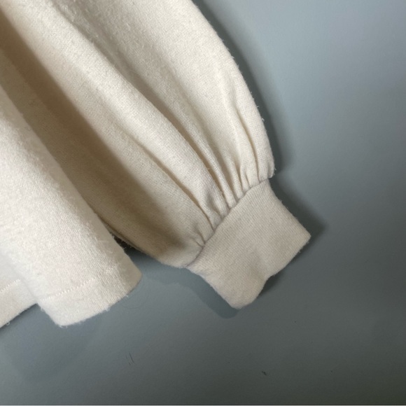 Madewell Puff-Sleeve Mockneck Top antique cream size medium - Picture 7 of 12